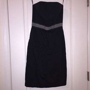 Little Black Dress Strapless with Stripe Trim
